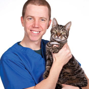 Chris Hauser, with cat