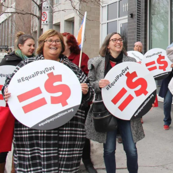 People rally to support Equal Pay Day in Ottawa in 2017.  TAMAR HARRIS / FOR METRO