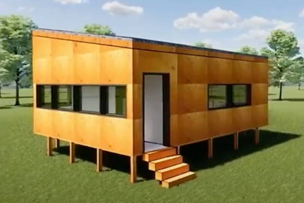 Artistic rendering of a model tiny home.