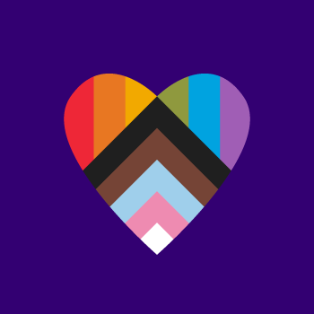 Heart filled with colours of the Progress Pride flag