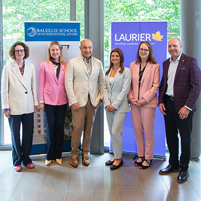 Jim Balsillie with Laurier leaders